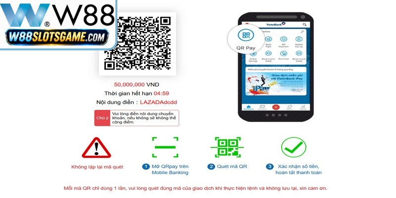 Nạp tiền bị W88 từ chối có thể do bạn điền sai thông tin định danh