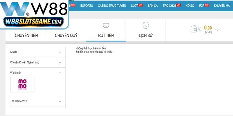 Điều kiện bắt buộc để thực hiện rút tiền tại W88 thành công